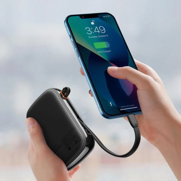 Baseus Qpow Digital Display power bank with fast charging 20000mAh 20W QC/PD/SCP/FCP with built-in Lightning cable blackeng