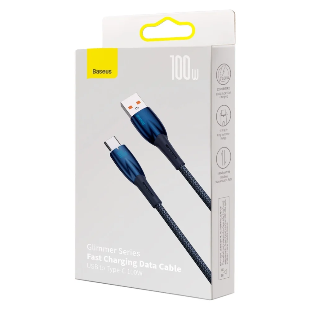 Baseus Glimmer Series fast charging cable USB-A - USB-C 100W 480Mbps 1m blueeng