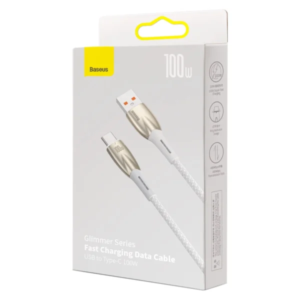 Baseus Glimmer Series fast charging cable USB-A - USB-C 100W 480Mbps 1m whiteeng