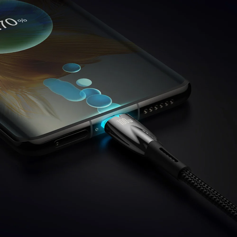 Baseus Glimmer Series Fast Charging Cable USB-C 480Mbps PD 100W 2m Blackeng