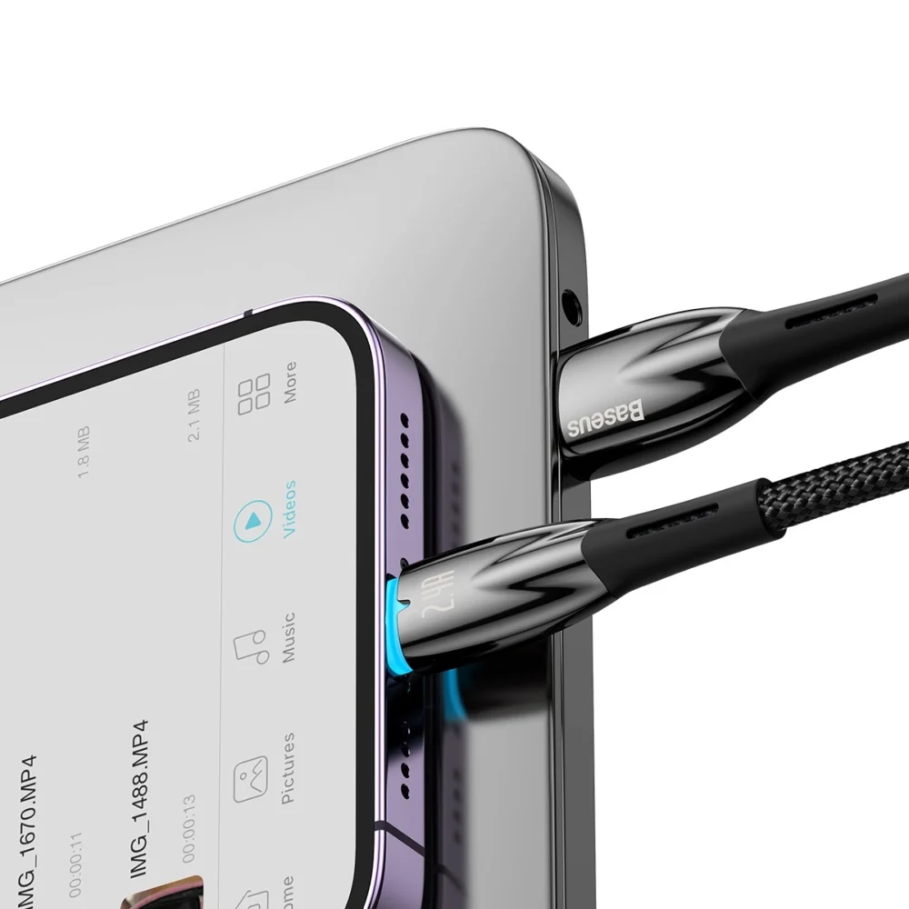Baseus Glimmer Series cable USB-A - Lightning 480Mb/s 2.4A 2m blackeng