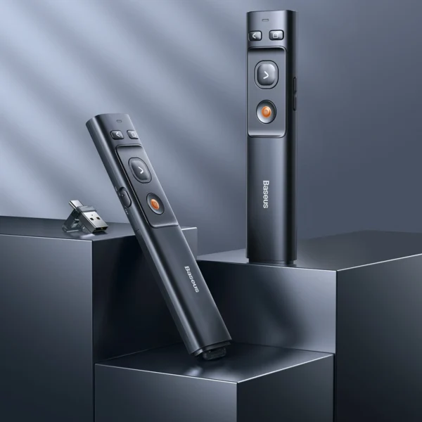 Baseus Orange Dot AI Laser Pointer with Automatic Voice Transcription, Dual Lasers - Grayeng