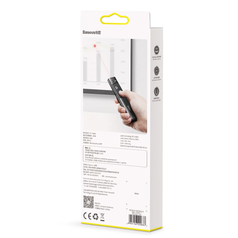 Baseus Orange Dot AI Laser Pointer with Automatic Voice Transcription, Dual Lasers - Grayeng