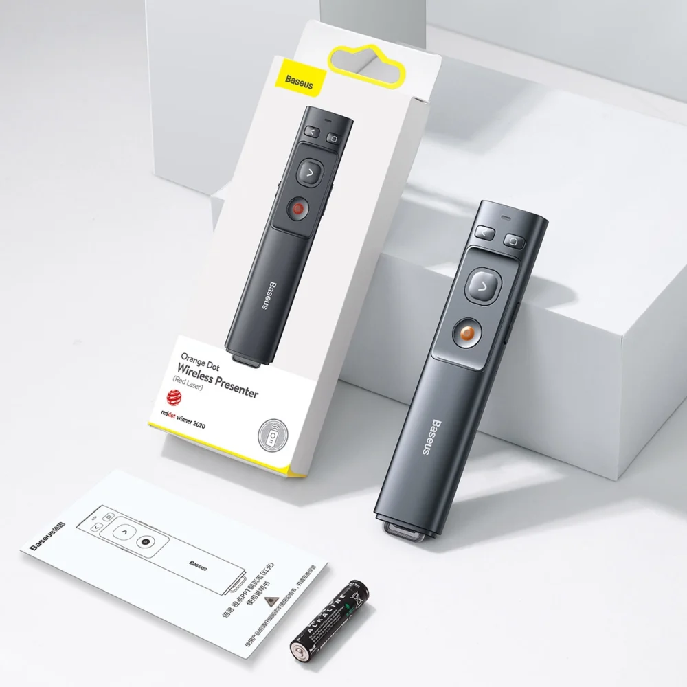 Baseus Orange Dot AI Laser Pointer with Automatic Voice Transcription, Dual Lasers - Grayeng