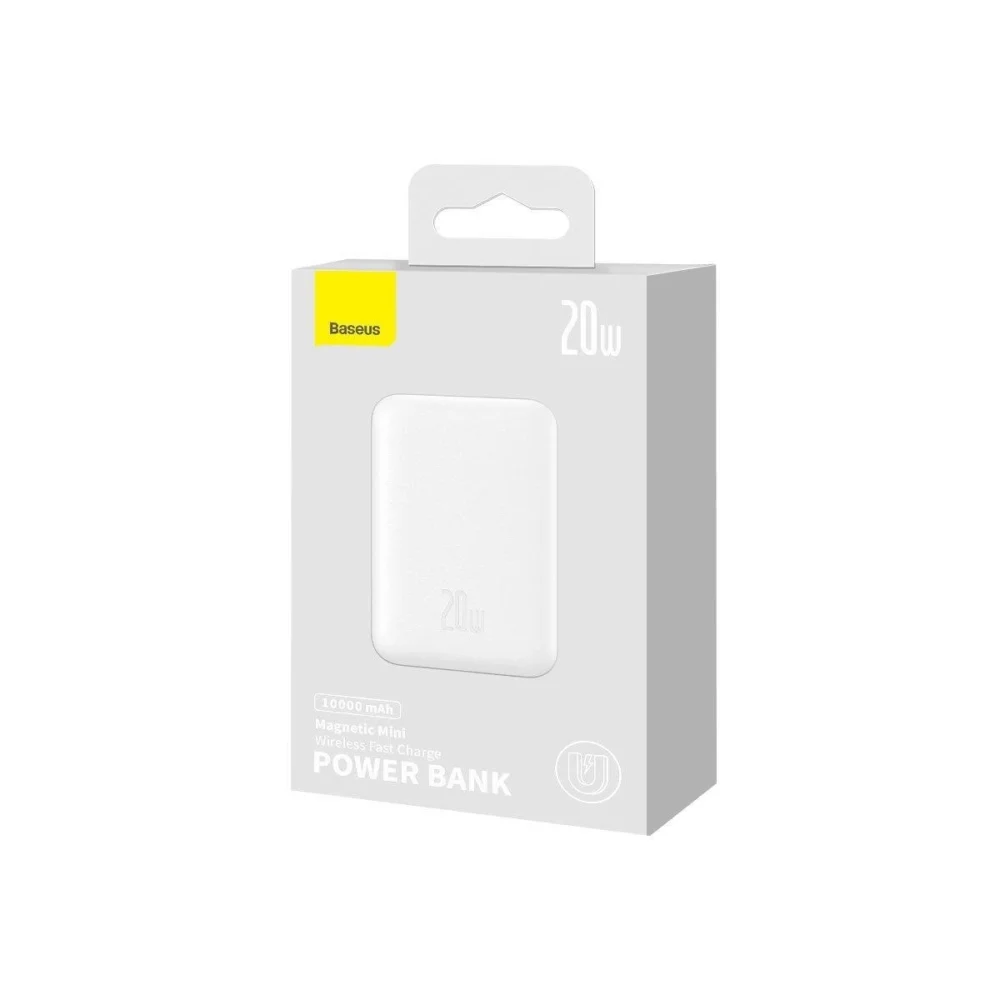 Baseus Magnetic Mini 10000mAh USB-C PD 20W / MagSafe 15W powerbank - white + USB-C cableeng