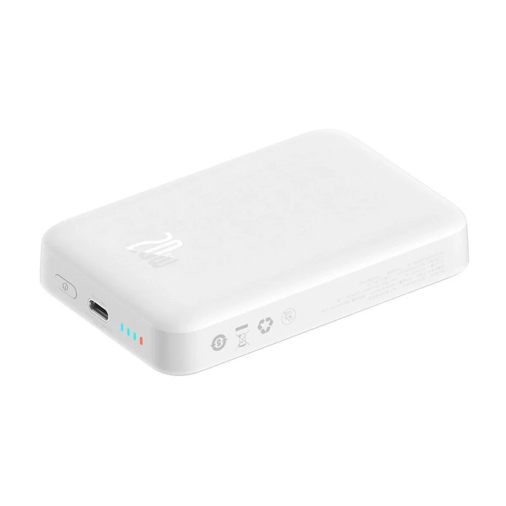 Baseus Magnetic Mini 10000mAh USB-C PD 20W / MagSafe 15W powerbank - white + USB-C cableeng