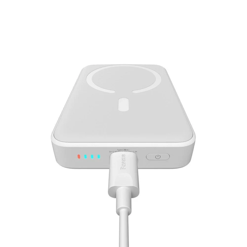 Baseus Magnetic Mini 10000mAh USB-C PD 20W / MagSafe 15W powerbank - white + USB-C cableeng