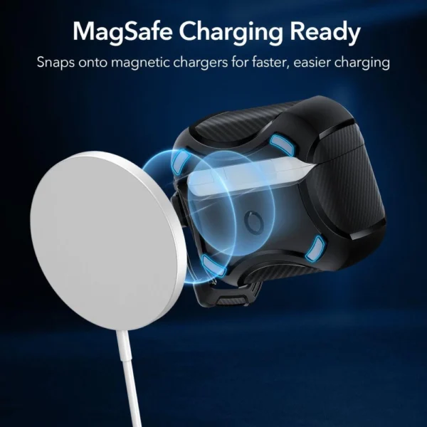 ESR Cyber ​​Armor Halolock Case with MagSafe for Apple AirPods Pro 1/2 - Blackeng