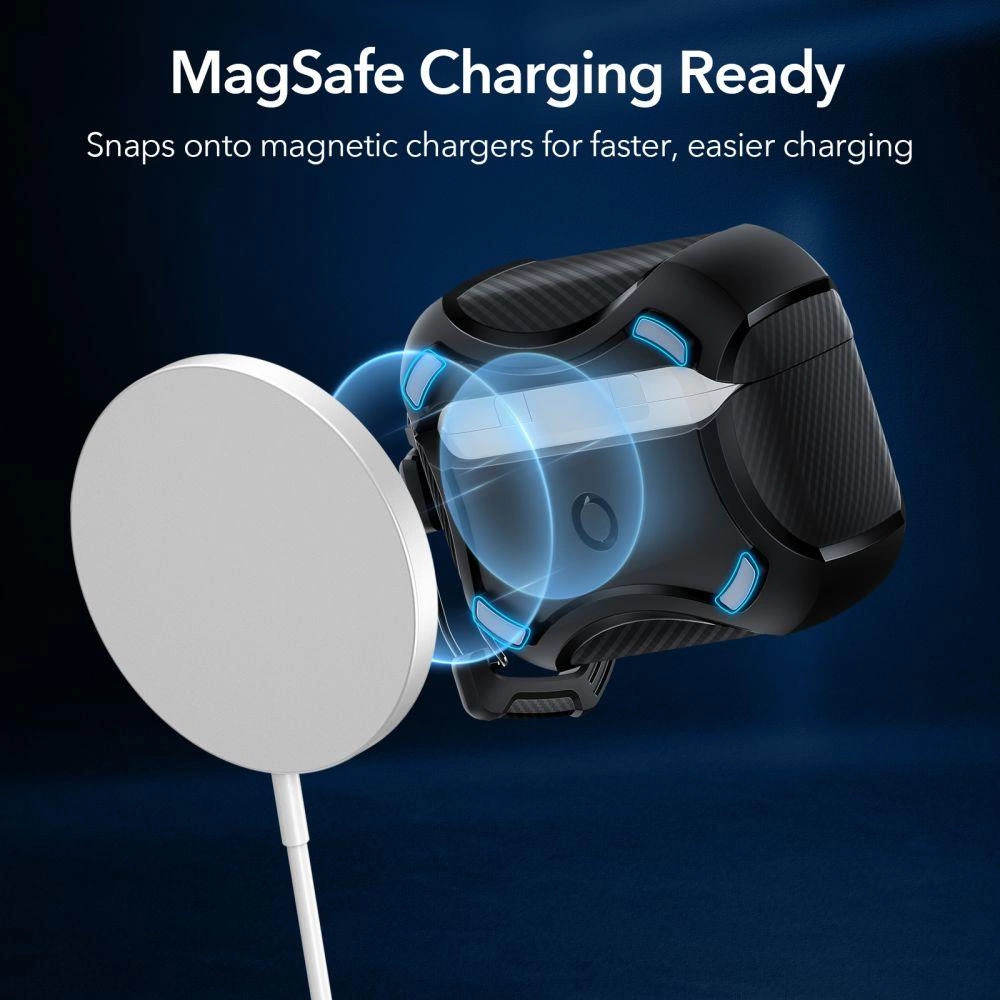 ESR Cyber ​​Armor Halolock Case with MagSafe for Apple AirPods Pro 1/2 - Blackeng