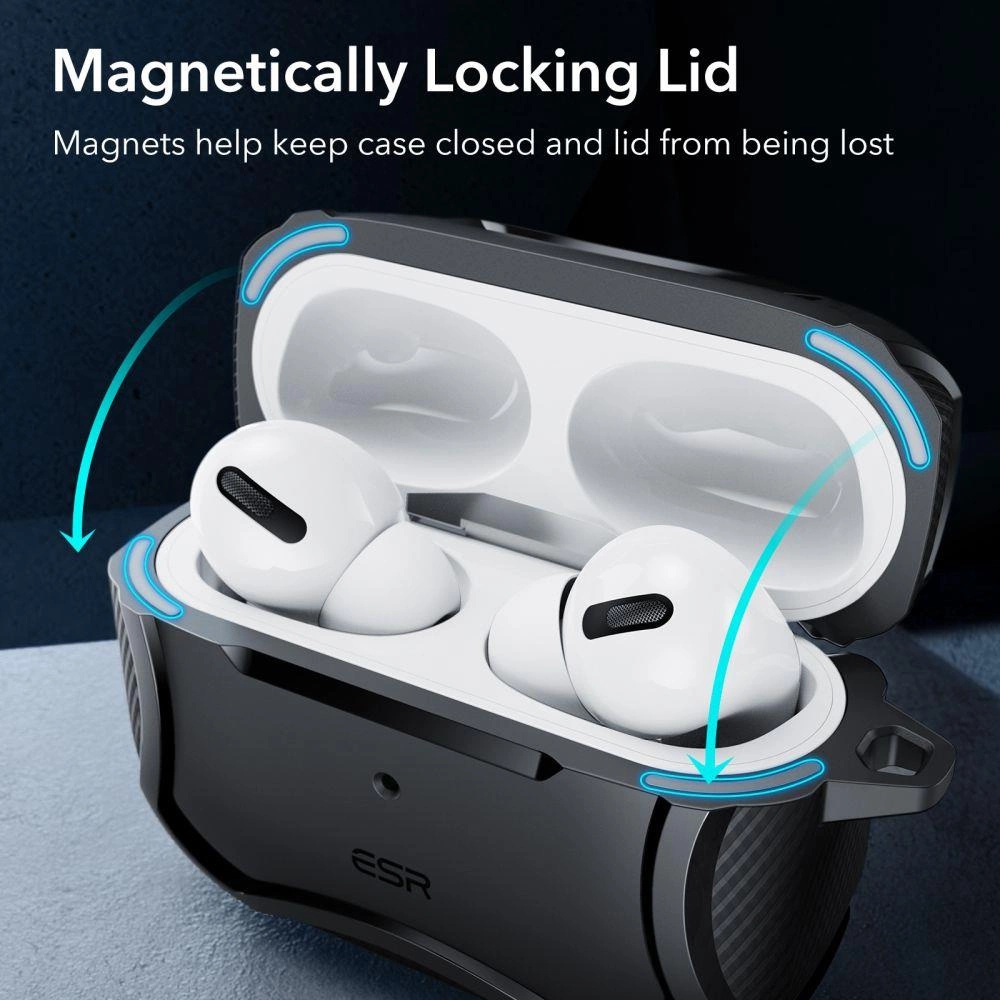ESR Cyber ​​Armor Halolock Case with MagSafe for Apple AirPods Pro 1/2 - Blackeng