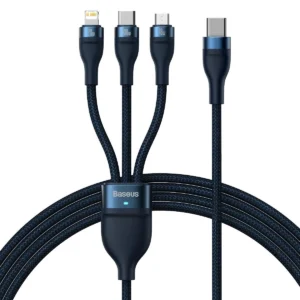 [RETURNED ITEM] Baseus Flash Series II USB Type C / USB Type A cable - USB Type C / Lightning / micro USB 100 W 1.5 m blue (CASS030203)eng