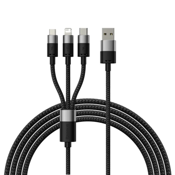 3in1 USB - micro USB / Lightning / USB C 3.5A 1.2m cable Baseus StarSpeed - blackeng