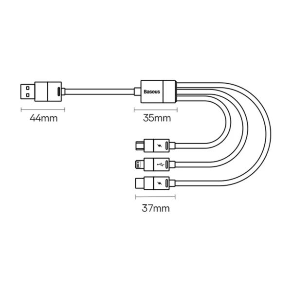 3in1 USB - micro USB / Lightning / USB C 3.5A 1.2m cable Baseus StarSpeed - blackeng