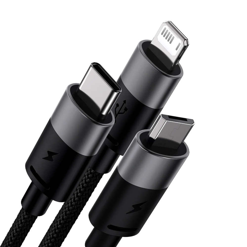 3in1 USB - micro USB / Lightning / USB C 3.5A 1.2m cable Baseus StarSpeed - blackeng