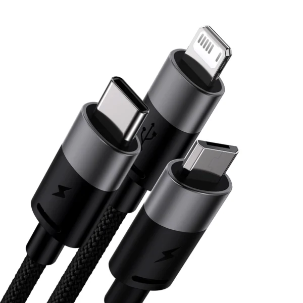 3in1 USB - micro USB / Lightning / USB C 3.5A 1.2m cable Baseus StarSpeed - blackeng