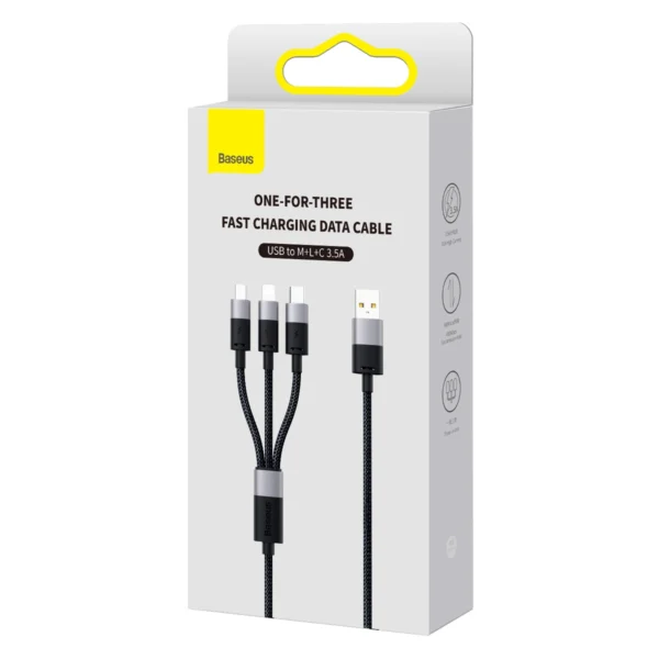3in1 USB - micro USB / Lightning / USB C 3.5A 1.2m cable Baseus StarSpeed - blackeng