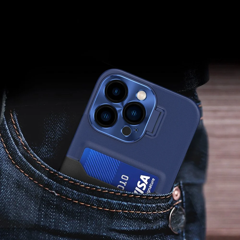 Leather Stand Case for Samsung Galaxy S23 cover card wallet with stand blueeng