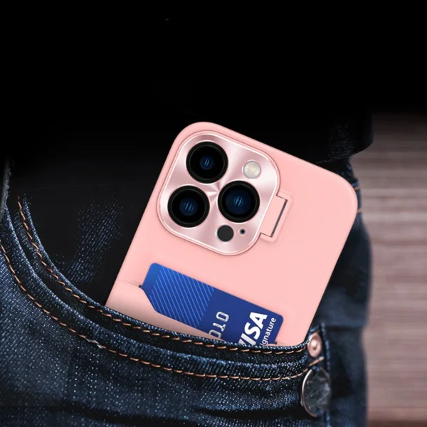 Leather Stand Case case for iPhone 14 cover card wallet with stand pinkeng