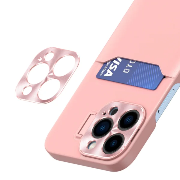 Leather Stand Case for iPhone 14 Plus Card Wallet Cover with Stand Pinkeng