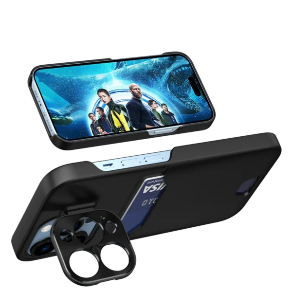 Leather Stand Case case for iPhone 14 Plus cover card wallet with stand blackeng