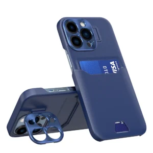 Leather Stand Case case for iPhone 14 Pro cover card wallet with stand blueeng