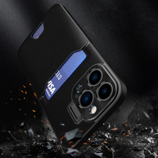Leather Stand Case case for iPhone 14 Pro cover card wallet with stand blackeng