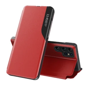 Eco Leather View Case case for Samsung Galaxy S23 Ultra with a flip stand redeng