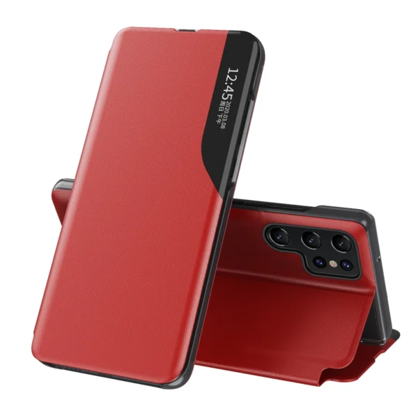 Eco Leather View Case case for Samsung Galaxy S23 Ultra with a flip stand redeng
