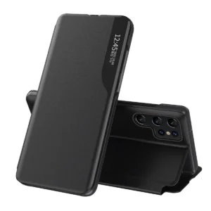 Eco Leather View Case case for Samsung Galaxy S23 Ultra with flip stand blackeng