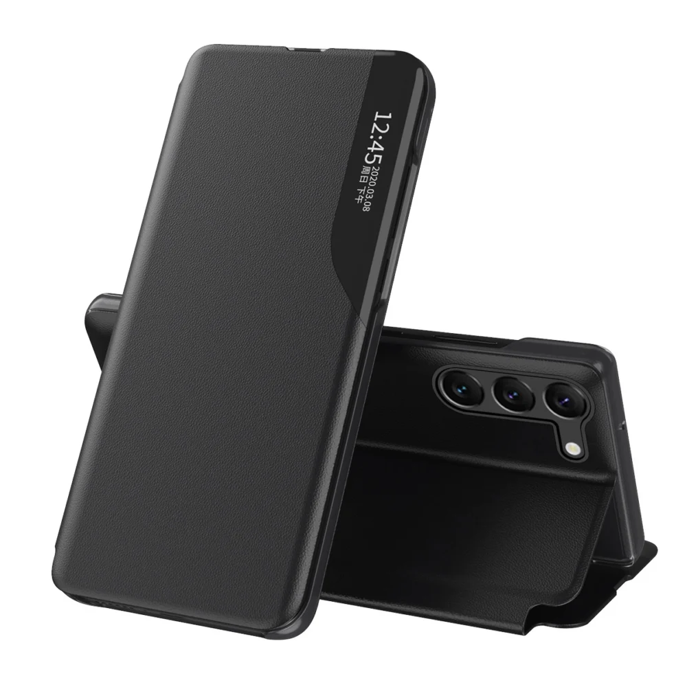 Eco Leather View Case case for Samsung Galaxy S23+ with a flip stand blackeng