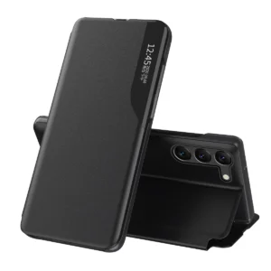 Eco Leather View Case case for Samsung Galaxy S23+ with a flip stand blackeng