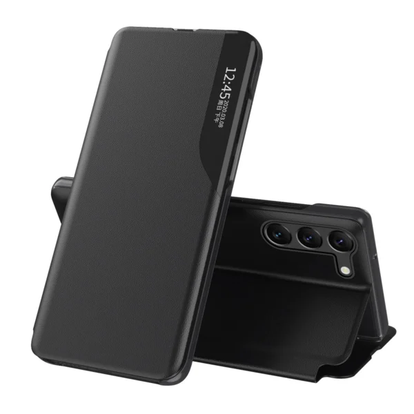 Eco Leather View Case case for Samsung Galaxy S23+ with a flip stand blackeng