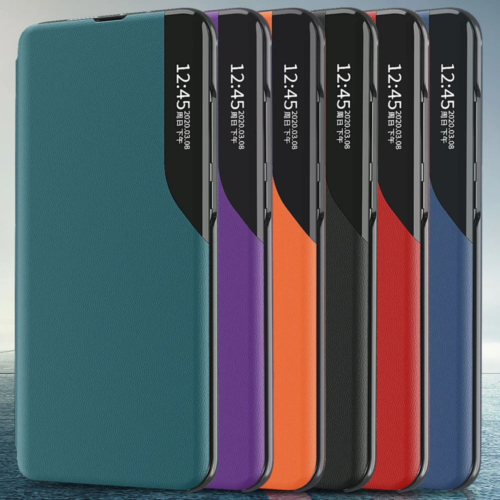 Eco Leather View Case case for Samsung Galaxy S23 with flip stand, blueeng