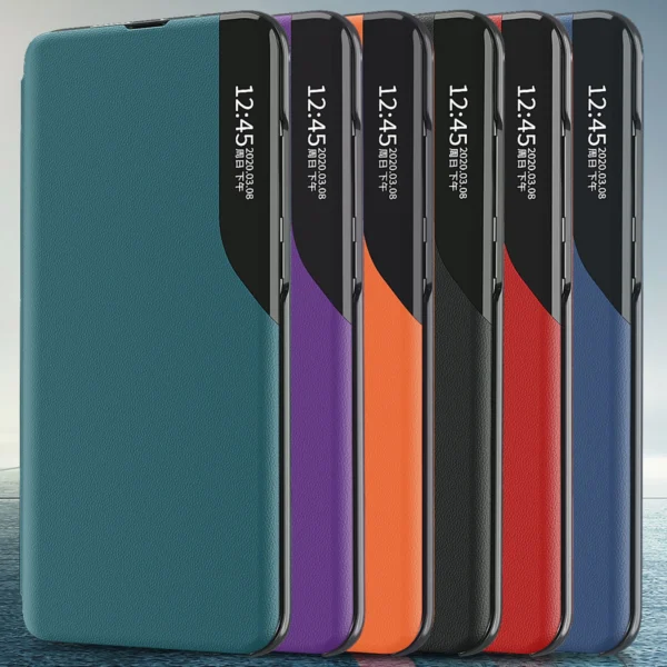 Eco Leather View Case case for Samsung Galaxy S23 with flip stand, blueeng