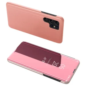 Clear View Case cover for Samsung Galaxy S23 Ultra cover with a flap pinkeng