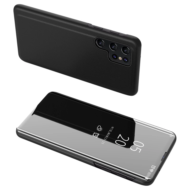 Clear View Case cover for Samsung Galaxy S23 Ultra cover with a flap blackeng