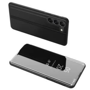 Clear View Case case for Samsung Galaxy S23 cover with flap, blackeng