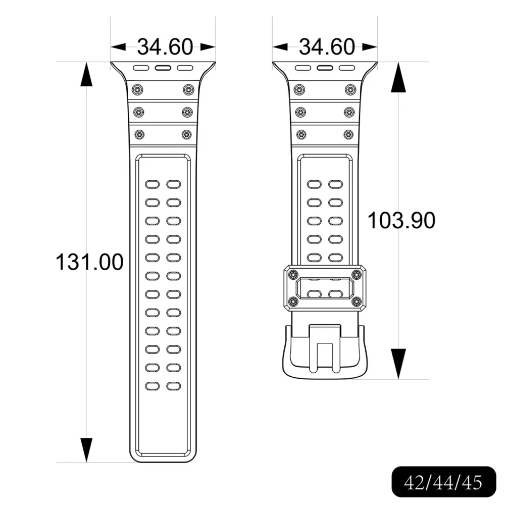 Strap Triple Protection for Apple Watch 42 / 44 / 45 / 49 mm band bracelet - transparenteng