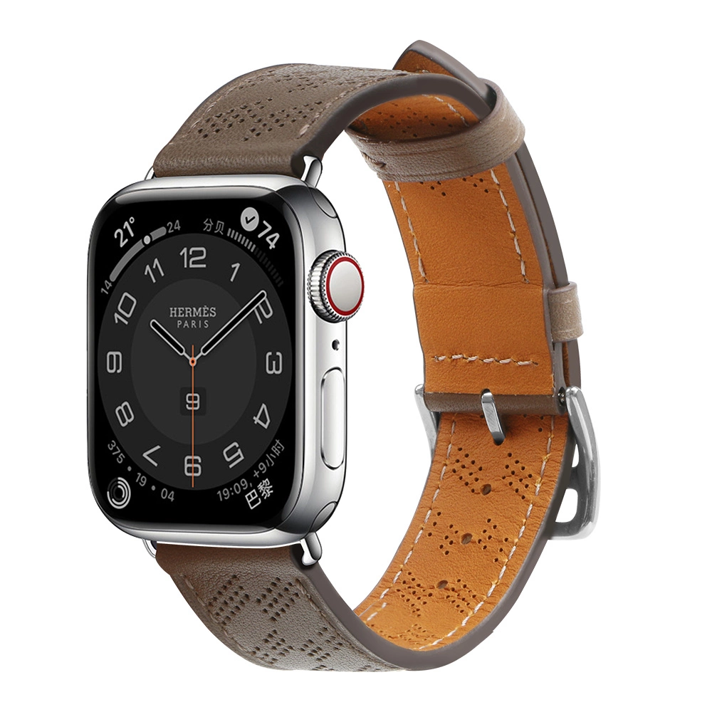 Strap Leather for Apple Watch 38 / 40 / 41 mm band bracelet - dark browneng