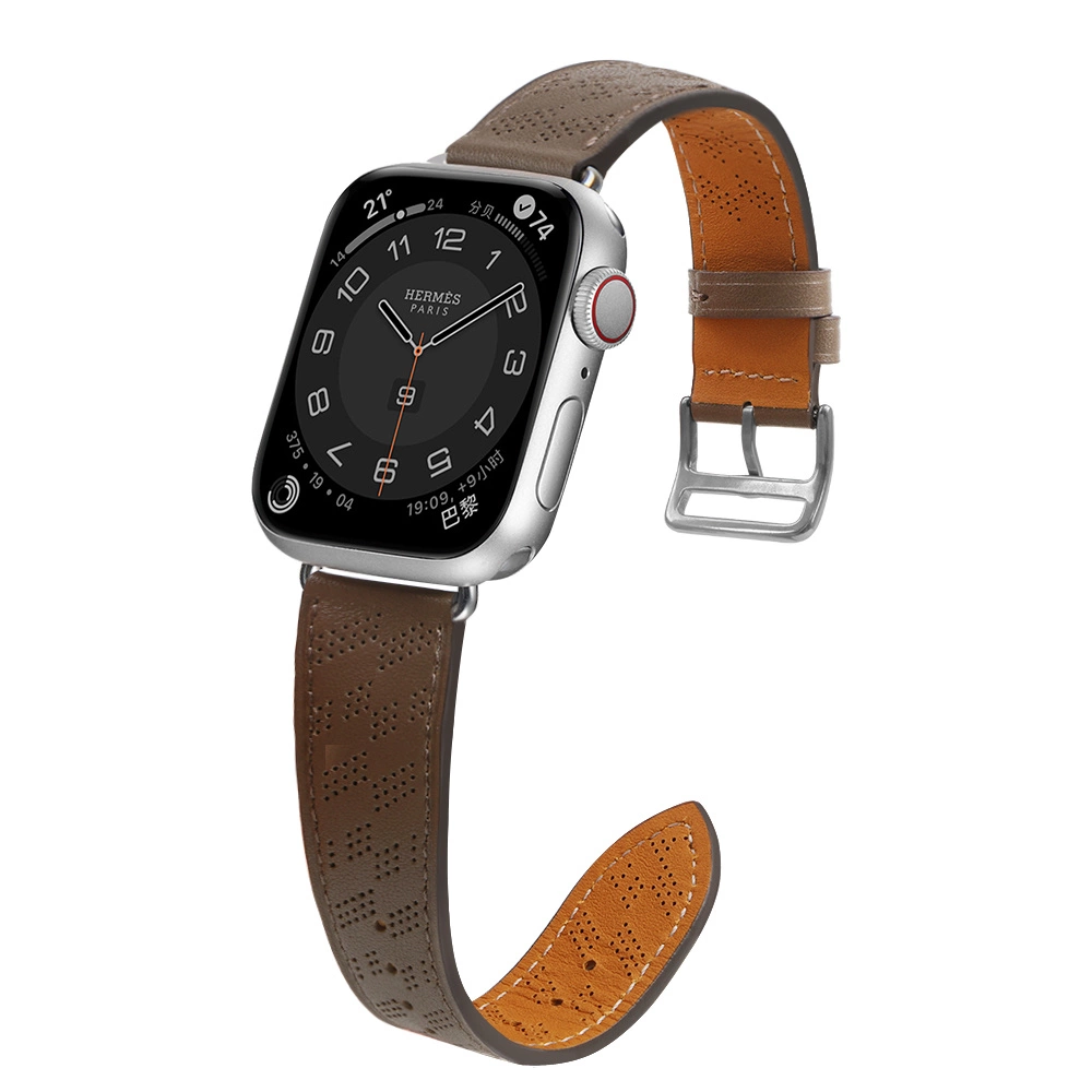 Strap Leather for Apple Watch 38 / 40 / 41 mm band bracelet - dark browneng