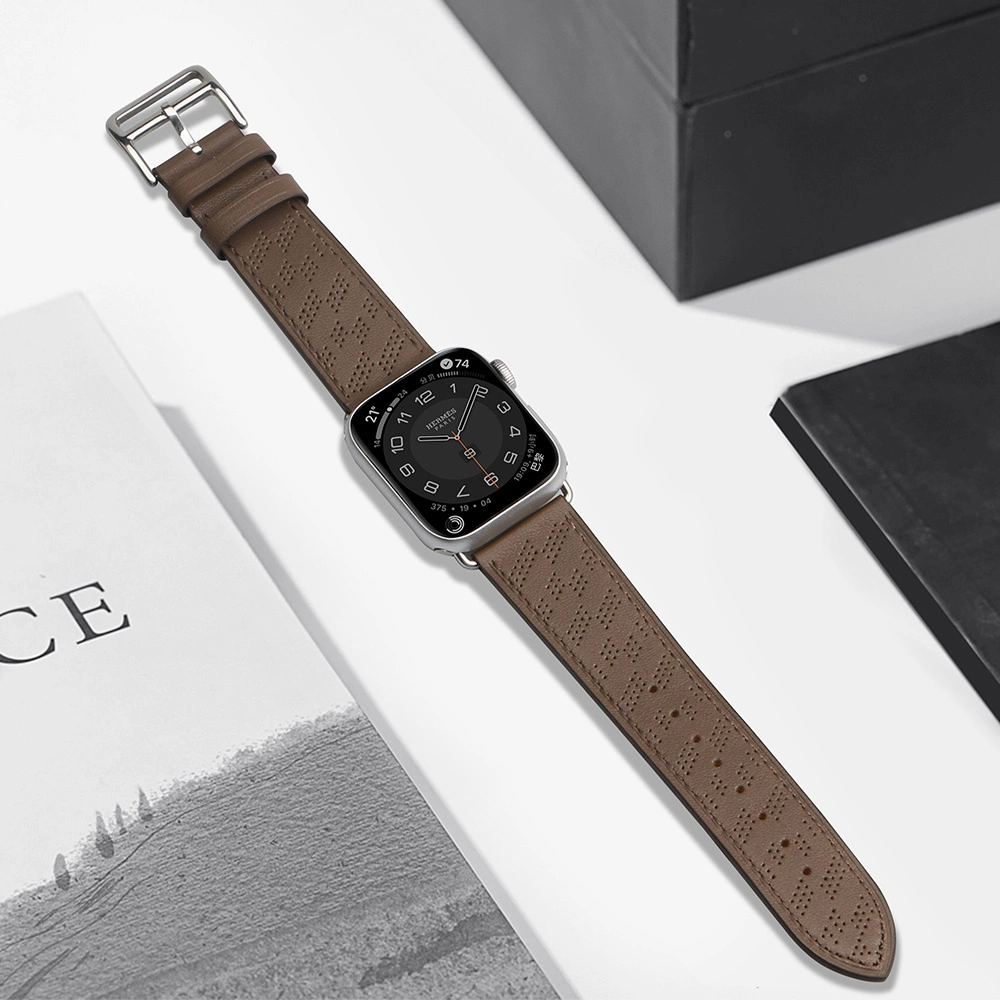 Strap Leather for Apple Watch 38 / 40 / 41 mm band bracelet - dark browneng