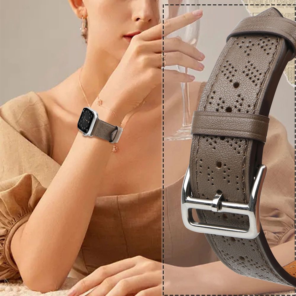 Strap Leather for Apple Watch 38 / 40 / 41 mm band bracelet - dark browneng
