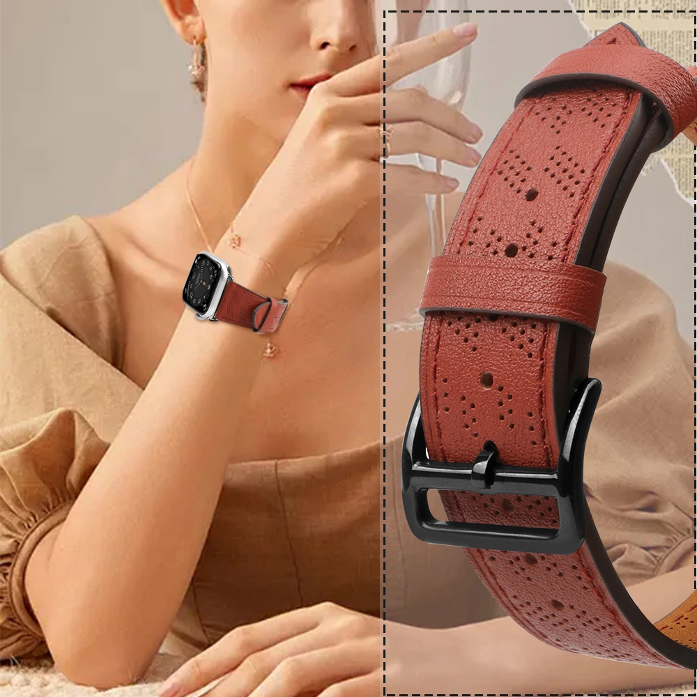Strap Leather for Apple Watch 38 / 40 / 41 mm band bracelet - redeng
