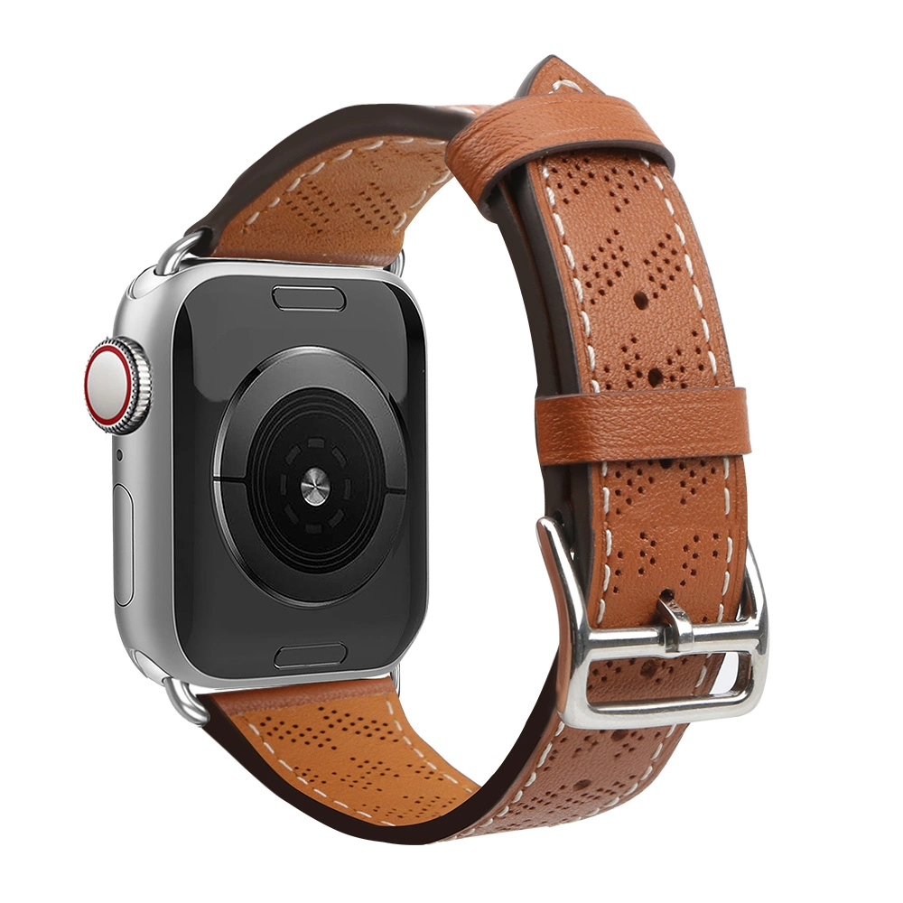 Strap Leather for Apple Watch 42 / 44 / 45 / 49 mm band bracelet - browneng