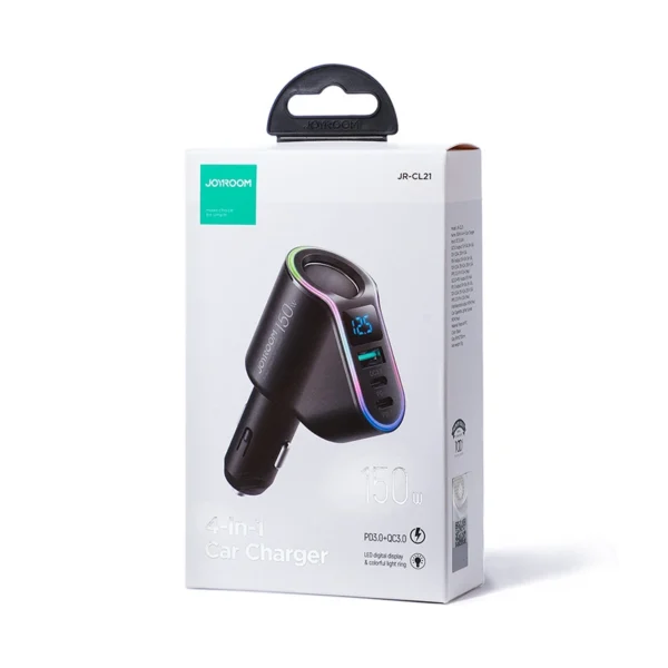 Joyroom fast car charger 4in1 USB-A QC3.0 / 2xUSB-C PD 150W black (JR-CL21)eng