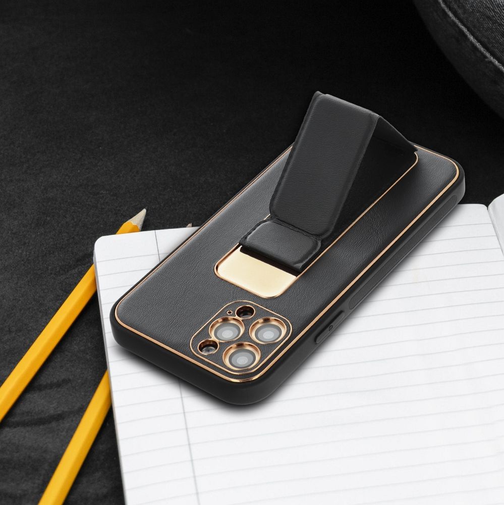 135a96cc96e4aa6127b842c0c0e5ad59 LEATHER CASE KICKSTAND for IPHONE 15 Plus black