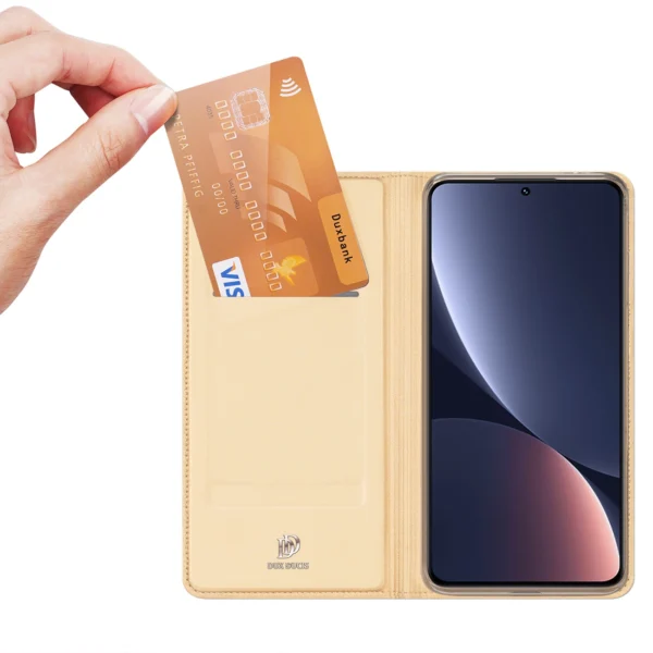Dux Ducis Skin Pro Case Xiaomi 13 Flip Card Wallet Gold Standeng
