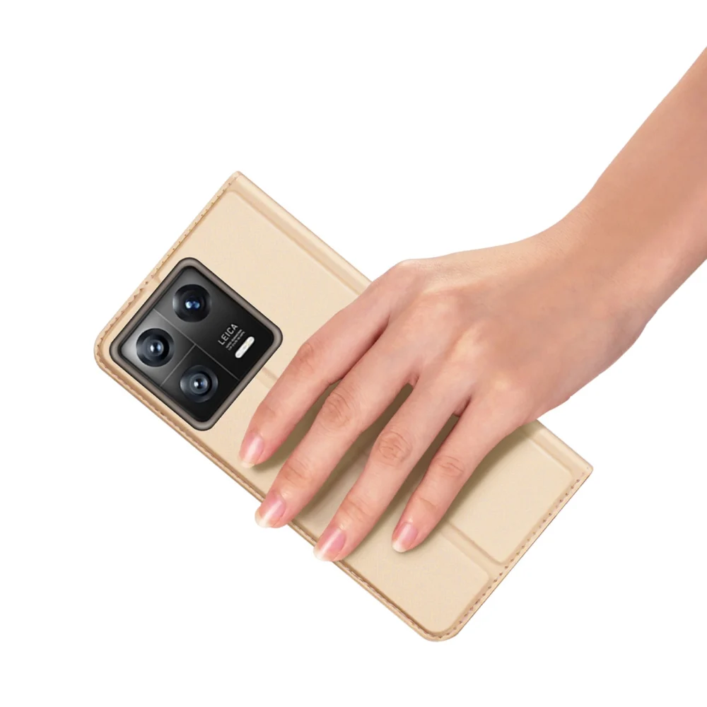 Dux Ducis Skin Pro Case Xiaomi 13 Flip Card Wallet Gold Standeng
