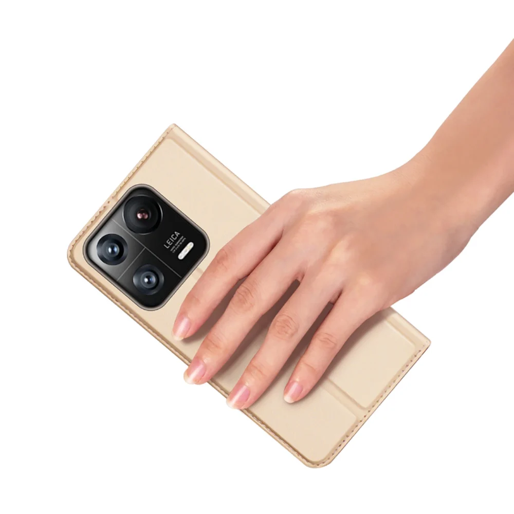 Dux Ducis Skin Pro Case Xiaomi 13 Pro Flip Card Wallet Gold Standeng