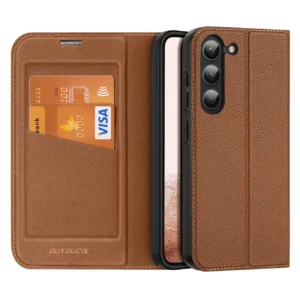 Dux Ducis Skin X2 case Samsung Galaxy S23+ flip case wallet stand browneng